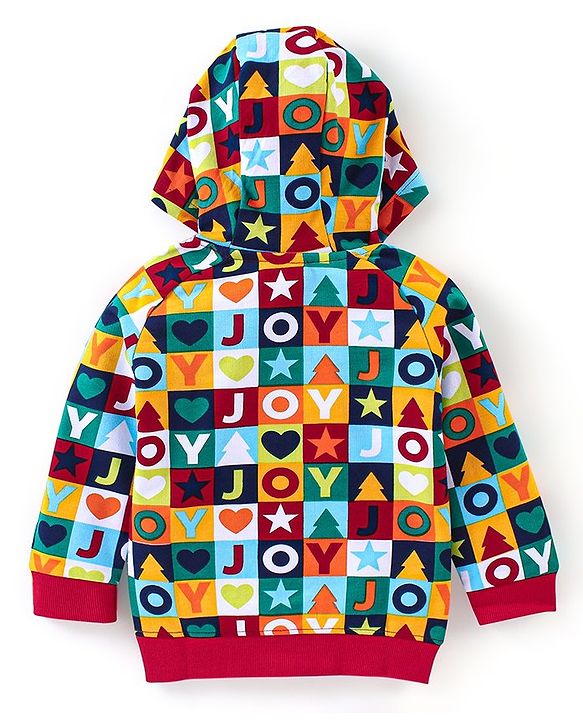 Babyhug Cotton Knit Full Sleeves Sweatshirt With Alphabet Print - Multicolour