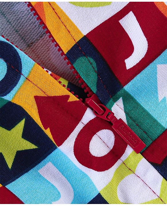 Babyhug Cotton Knit Full Sleeves Sweatshirt With Alphabet Print - Multicolour