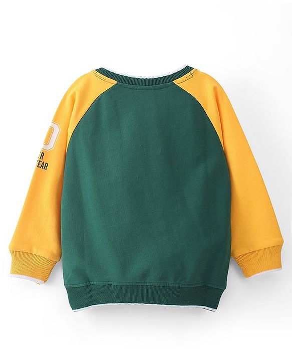 Babyhug Cotton Full Sleeves Sweatshirt With Graphic Text Print - Green