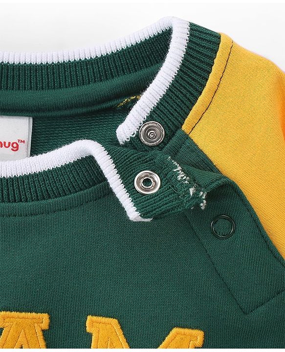 Babyhug Cotton Full Sleeves Sweatshirt With Graphic Text Print - Green