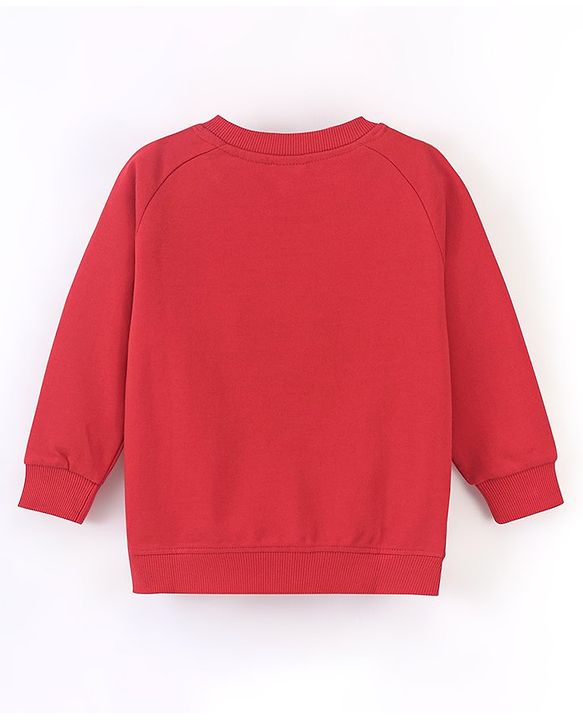 Babyhug Cotton Knit Full Sleeves Sweatshirt with Penguin Graphics Design - Red