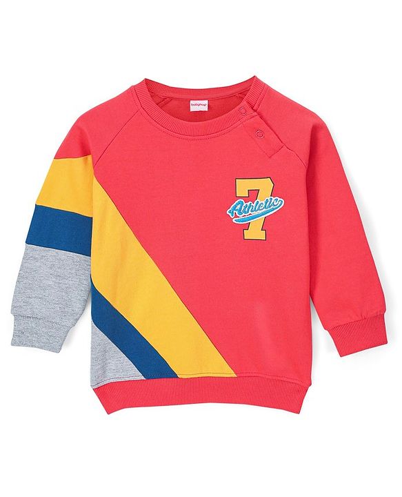 Babyhug Cotton Knit Full Sleeves Cut & Sew with Graphics Sweatshirt - Red