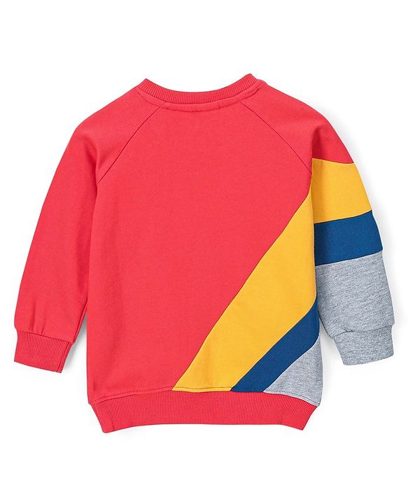 Babyhug Cotton Knit Full Sleeves Cut & Sew with Graphics Sweatshirt - Red