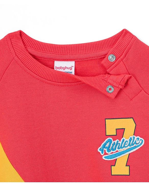 Babyhug Cotton Knit Full Sleeves Cut & Sew with Graphics Sweatshirt - Red