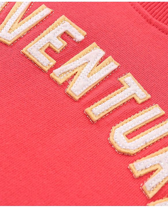 Babyhug Cotton Knit Full Sleeves Cut & Sew with Text Graphics Sweatshirt  - Red & Grey