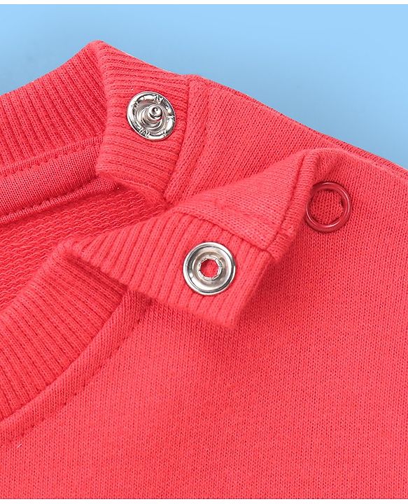 Babyhug Cotton Knit Full Sleeves Cut & Sew with Text Graphics Sweatshirt  - Red & Grey