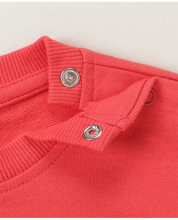 Babyhug Cotton Knit Full Sleeves Cut & Sew with Text Graphics Sweatshirt  - Red & Grey
