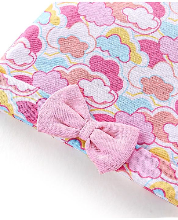 Babyhug 100% Cotton Cap with Clouds Printed - Pink