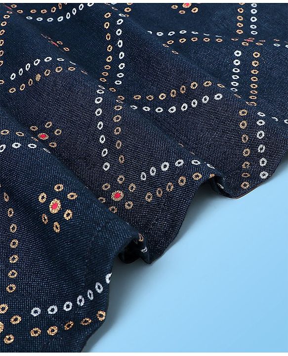 Babyhug 100% Cotton Full Sleeves Kurta & Pyjama Set Bandhani Print- Indigo