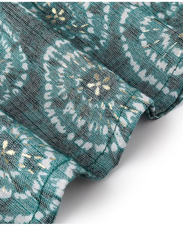 Babyhug 100% Cotton Knit Full Sleeves Printed Kurta & Dhoti Set -  Teal Blue
