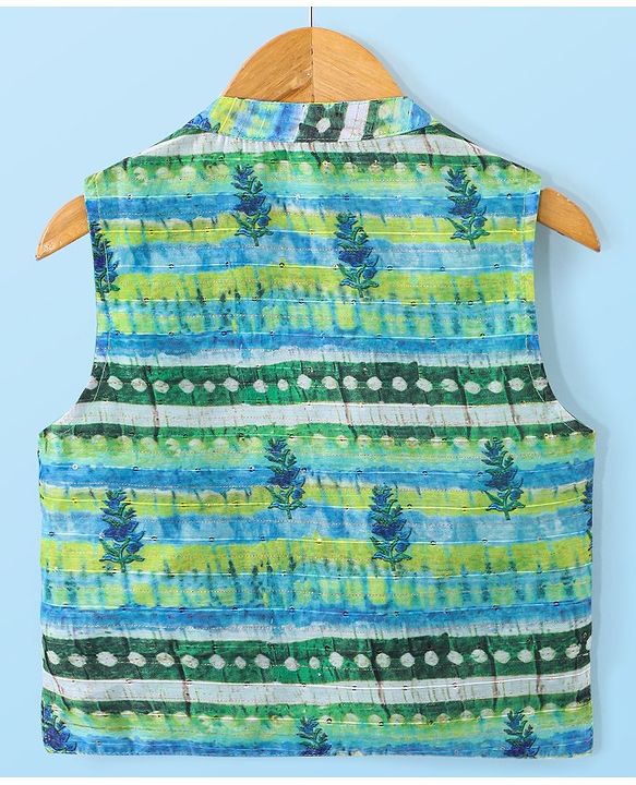 Babyhug Cotton Dobby Full Sleeves Kurta with Dhoti & Printed Jacket - White