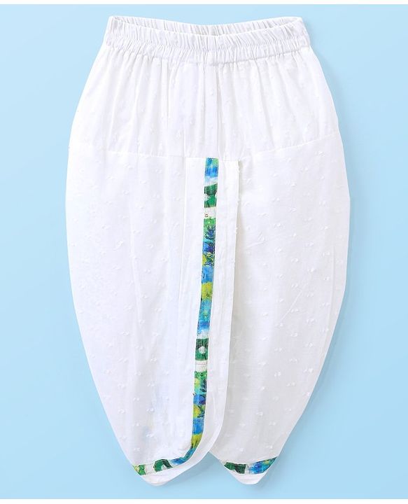 Babyhug Cotton Dobby Full Sleeves Kurta with Dhoti & Printed Jacket - White