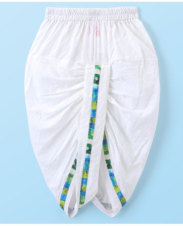 Babyhug Cotton Dobby Full Sleeves Kurta with Dhoti & Printed Jacket - White