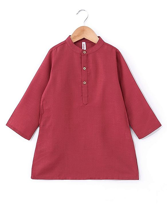 Babyhug Cotton Woven Full Sleeves Kurta & Pajama Set with Jacket Argyle Print - Maroon & Blue