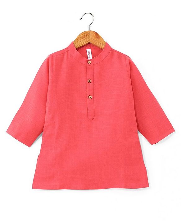 Babyhug 100% Cotton Knit Full Sleeves Kurta Pyjama Set with Printed Jacket - Peach