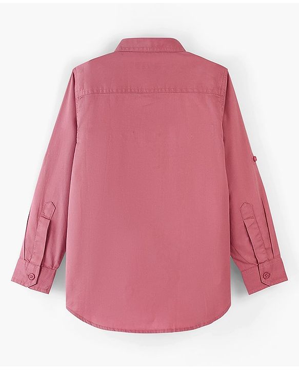 Pine Kids Cotton Woven Full Sleeves Double Flap Pocket Shirt with Inner Tee- Red