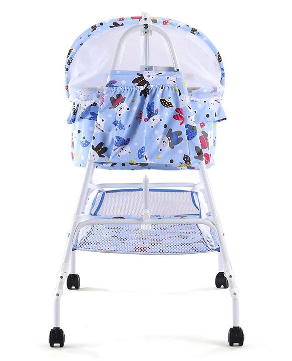 Babyhug Cozy Cloud Baby Cradle with Mosquito Net & Storage Basket - Blue