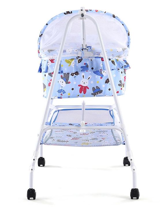 Babyhug Cozy Cloud Baby Cradle with Mosquito Net & Storage Basket - Blue