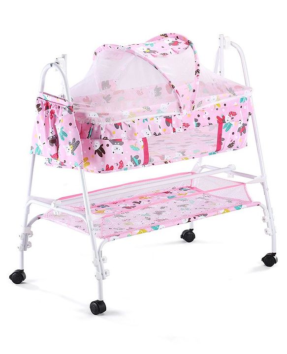 Babyhug Cozy Cloud Baby Cradle with Mosquito Net & Storage Basket - Blue