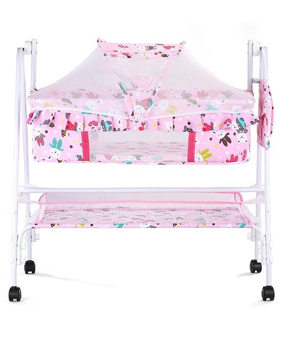 Babyhug Cozy Cloud Baby Cradle with Mosquito Net & Storage Basket - Blue