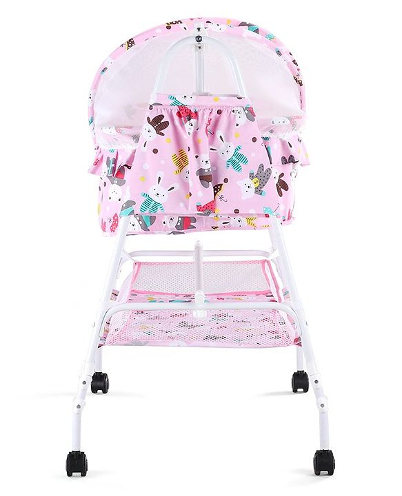 Babyhug Cozy Cloud Baby Cradle with Mosquito Net & Storage Basket - Blue