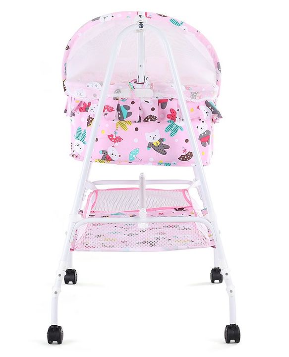 Babyhug Cozy Cloud Baby Cradle with Mosquito Net & Storage Basket - Blue