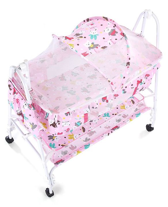 Babyhug Cozy Cloud Baby Cradle with Mosquito Net & Storage Basket - Blue