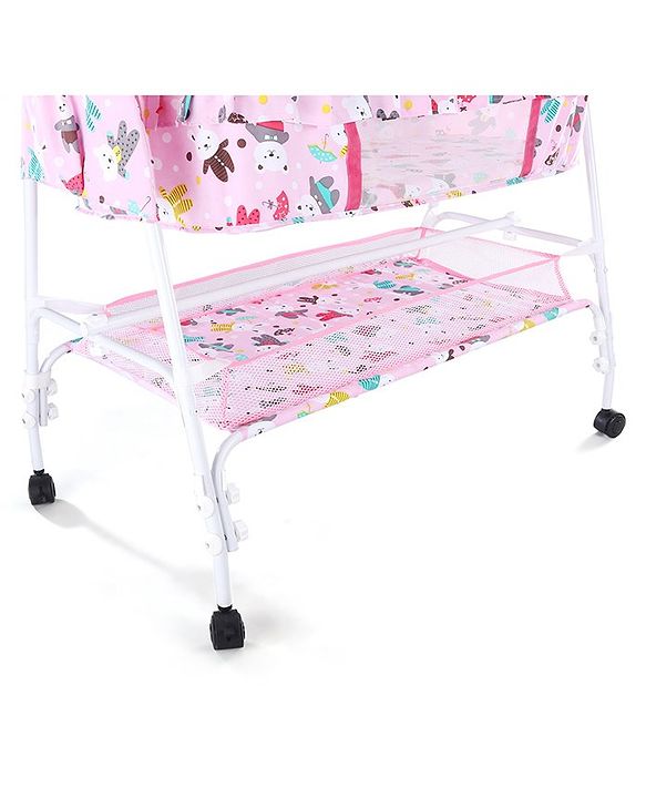 Babyhug Cozy Cloud Baby Cradle with Mosquito Net & Storage Basket - Blue