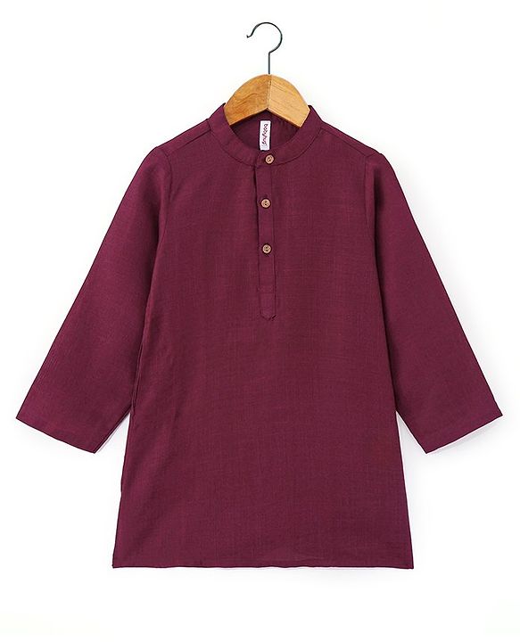 Babyhug 100% Cotton Woven Full Sleeves Solid Colour  Kurta Pyjama Set with Floral Printed Jacket - Magenta
