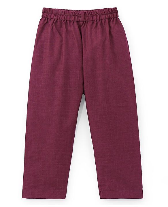 Babyhug 100% Cotton Woven Full Sleeves Solid Colour  Kurta Pyjama Set with Floral Printed Jacket - Magenta