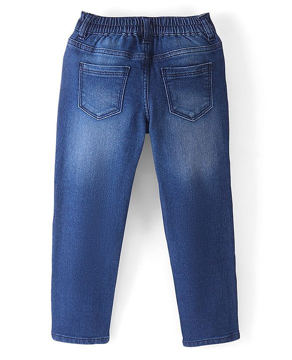 Pine Kids Full Length Denim with Lace Detailing- Mid Blue