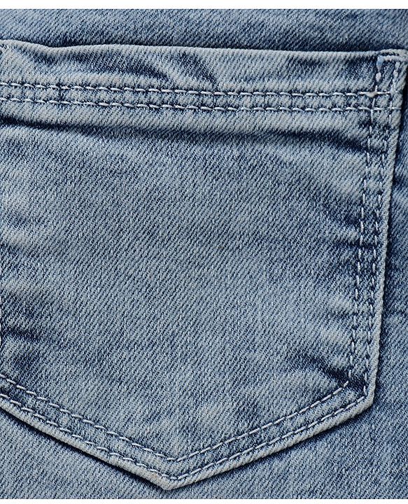 Pine Kids Cotton Elastane Full Length Denim Jeans with Lace Detailing- Light Blue