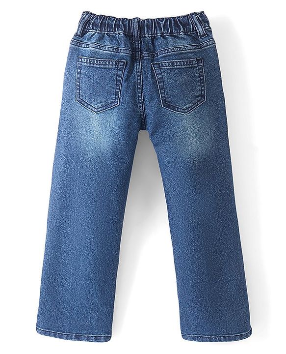 Pine Kids Cotton Elastane Full Length Washed Denim Jeans - Mid Blue