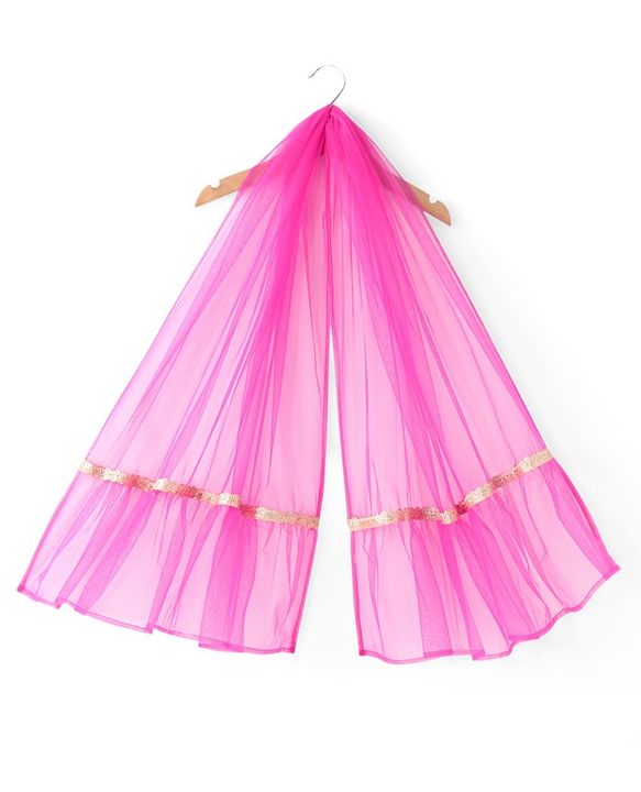 Babyhug Woven Sleeveless Zari Design Choli with Lehenga & Dupatta Golden Foil Embroidery- Fuchsia