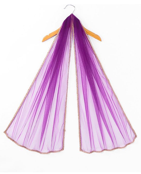 Babyhug Half Sleeves Banarsi Brocade Pattu Pavda Choli With Lehenga And Dupatta Set - Purple