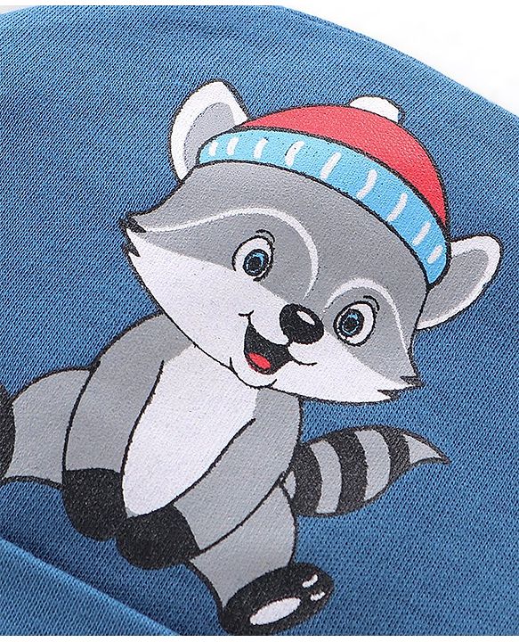 Babyhug 100% Cotton Knit Fox Print Cap - Navy Blue