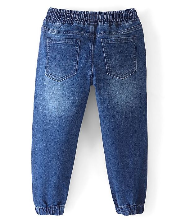 Pine Kids Cotton Elastane Full Length Washed Denim Jeans - Mid Blue