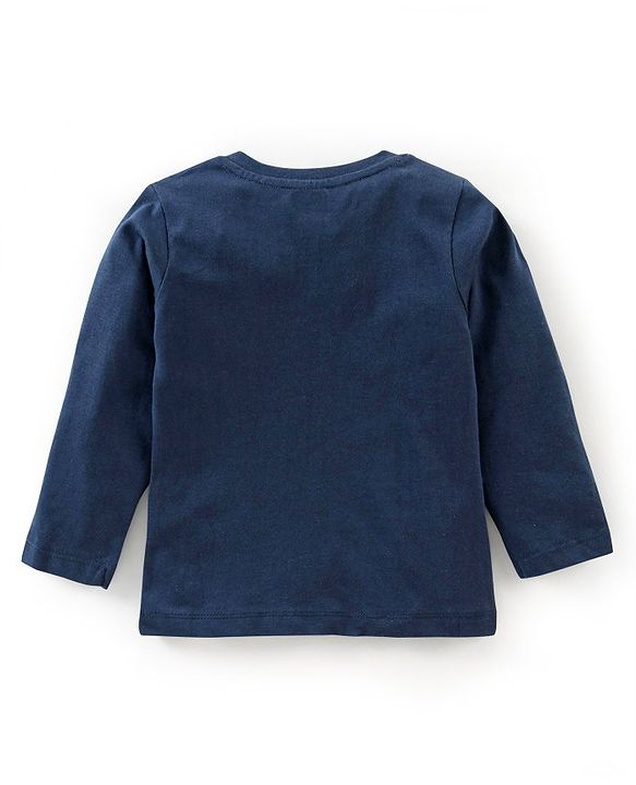 Babyhug Cotton Full Sleeves Night Suit Dino & Stars Print- Navy Blue