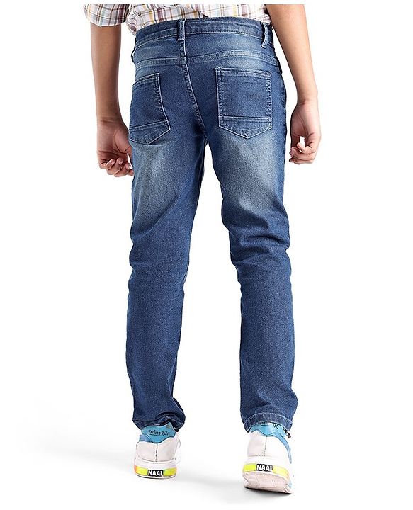 Pine Kids Denim Woven Full Length Washed Jeans - Dark Blue