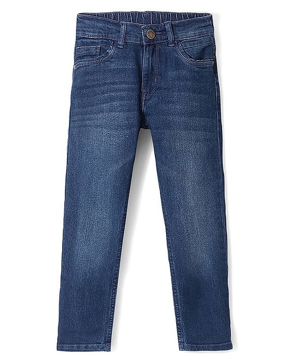 Pine Kids Denim Woven Full Length Washed Jeans - Dark Blue