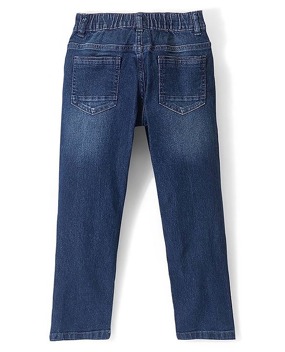 Pine Kids Denim Woven Full Length Washed Jeans - Dark Blue