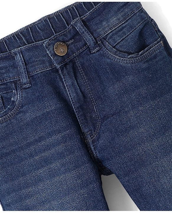 Pine Kids Denim Woven Full Length Washed Jeans - Dark Blue
