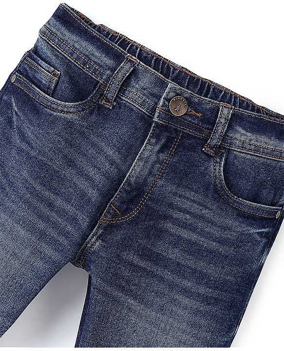 Pine Kids Cotton Elastane Full Length Washed Denim Jeans - Dark Blue
