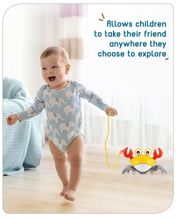 Babyhug Pull Along Crab Toy - Yellow