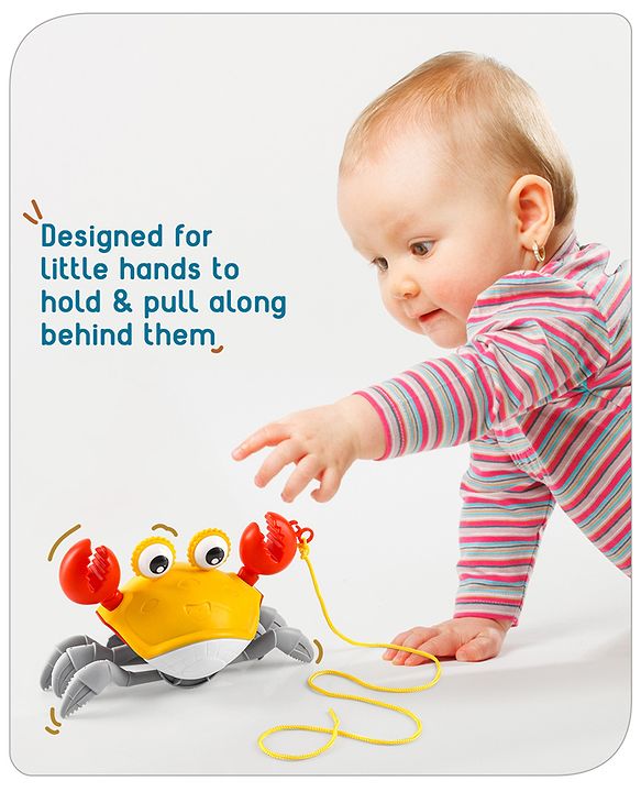 Babyhug Pull Along Crab Toy - Yellow