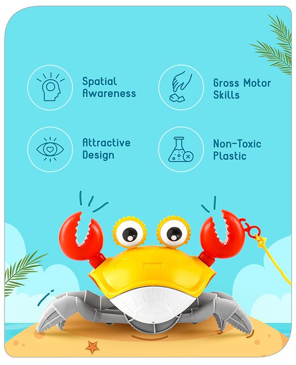 Babyhug Pull Along Crab Toy - Yellow