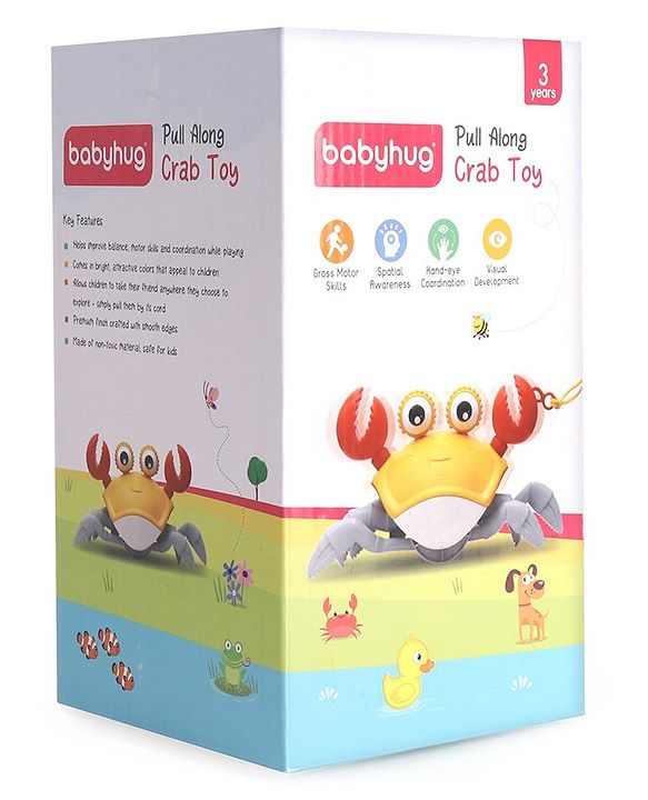 Babyhug Pull Along Crab Toy - Yellow