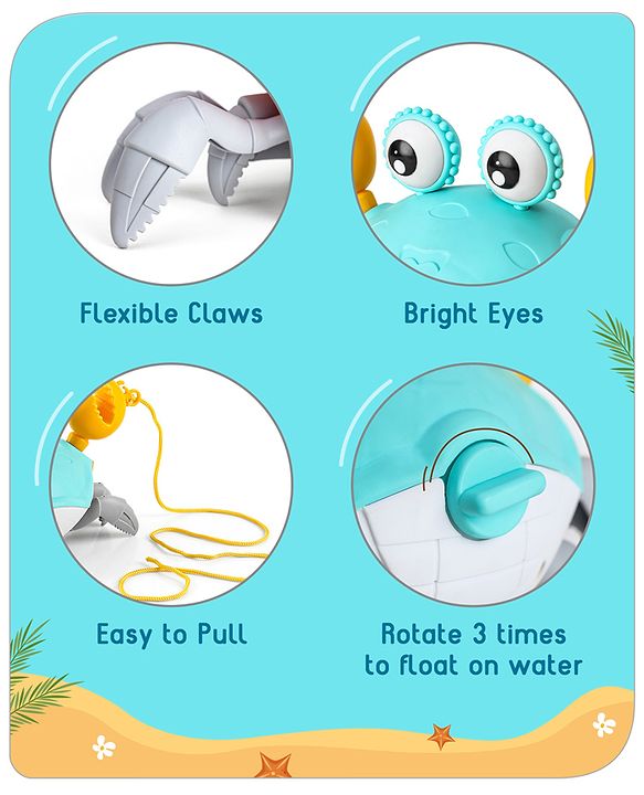 Babyhug Pull Along Crab Toy - Blue