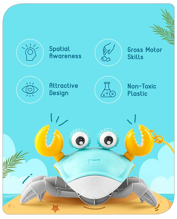Babyhug Pull Along Crab Toy - Blue