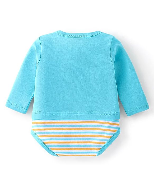 Babyhug 100% Cotton Knit Full Sleeves Onesie Squirrel Print - Blue